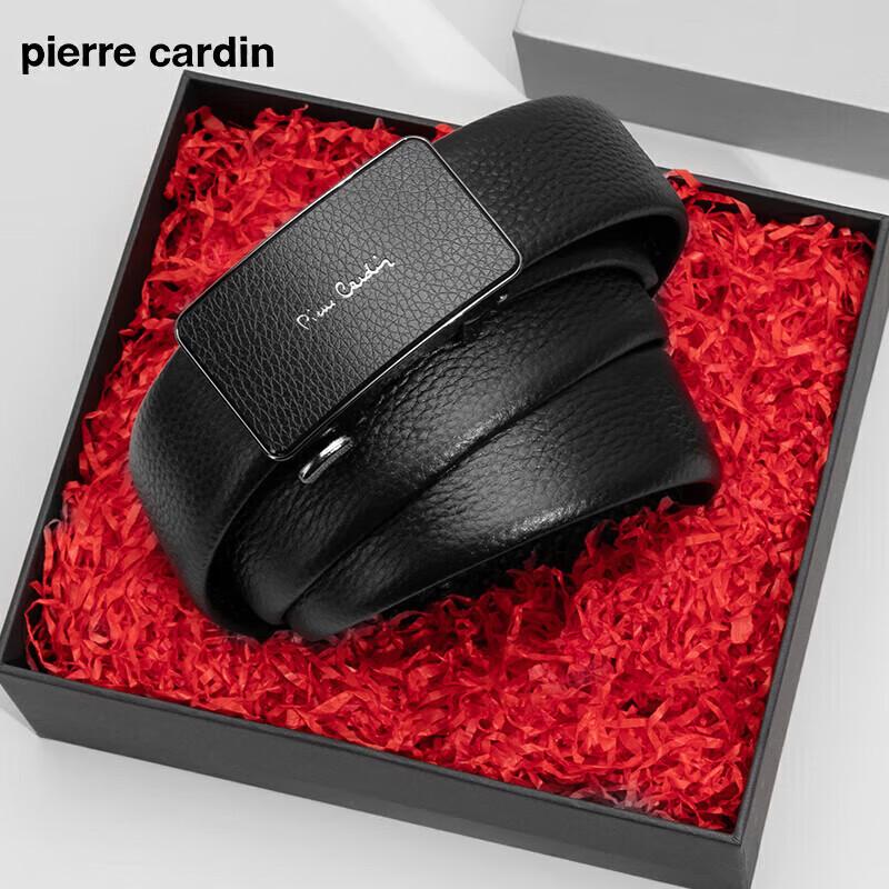 Pierre Cardin Men's Automatic Buckle Belt, Top-Grain Leather, Inner-Wear Style, 125cm