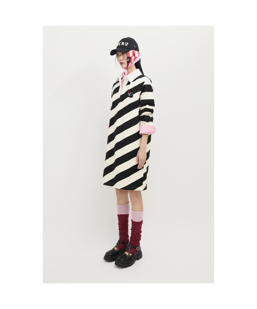 LUCKY CHOUETTE Fabric Mix Jersey Collar Dress (Ivory) Lfdas25120Ivx