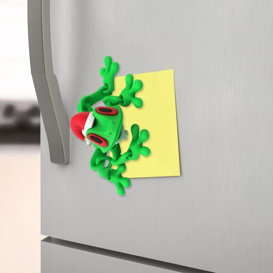 Yousheng 2Pcs Christmas Frog Fridge Magnet 3D Printed Movable Joints Santa Hat Frog Fidget Toy Articulated Animal Figurine Fridge Magnetic Frog