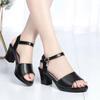 Women Casual Sweet Black Comfort Spring & Summer Square Heel Shoes Lady Classic Peep Toe High Quality Office El Sandals Ga59