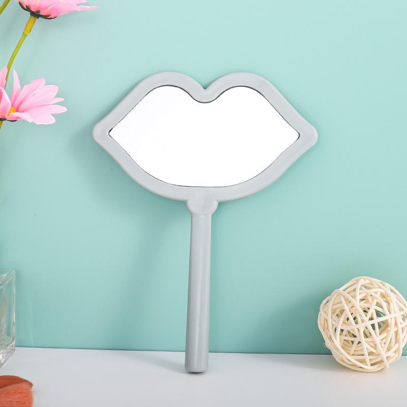 Lip-Shaped Handheld Makeup Mirror with Customizable Handle: Portable HD Mini Mirror for DIY Touch-Ups