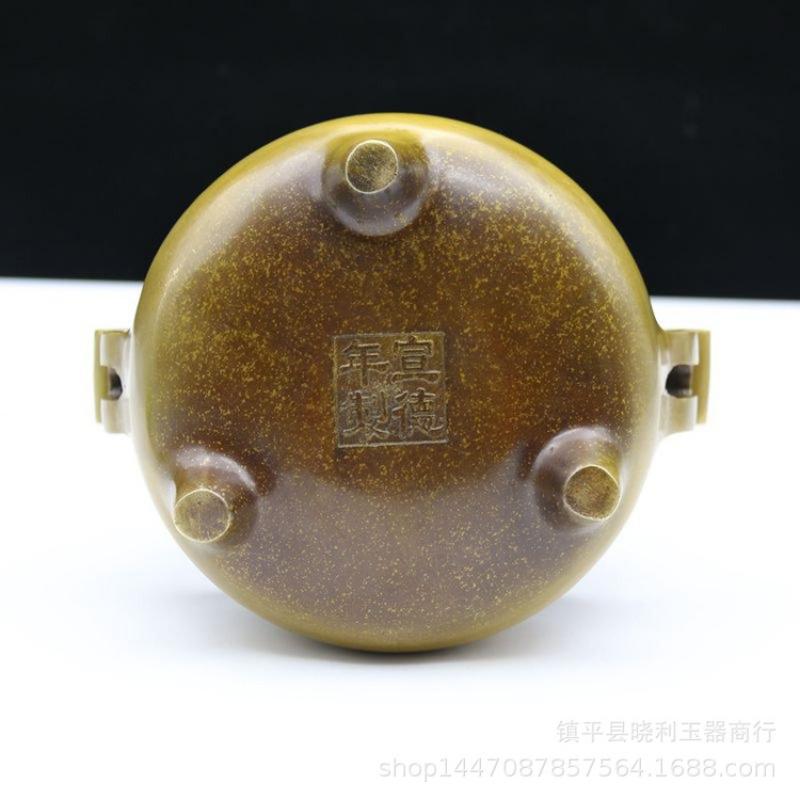 Three-Legged Tripod Buddha Offering Plate Copper Incense Living Room Ornament Aromatherapy Tube Cap Ear Burner Dam