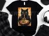 Cat Eating Ramen Funny Cat Shirt, Black Cat Rahmen Unisex T-Shirt, Graphic Tee Shirt For Cat Lovers, Cool Cat Trendy Funny Meme Shirt