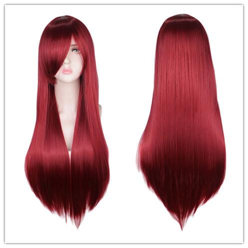 Colorful Long Straight Cosplay Wig 80cm Anime Party Role Play Wig Heat Resistant Fiber for Women
