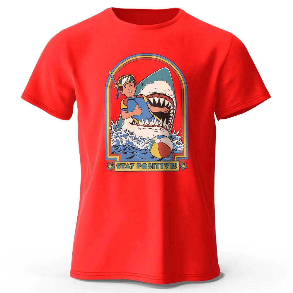 Stay Positive Printed 100% Cotton Classic Vintage Funny T-Shirt for UnisexSportswear Tops Tees