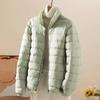 Women's Short Slim Down Jacket - 2023 Autumn/Winter Style, Warm & Lightweight with Stand-Up Collar In White Plush.