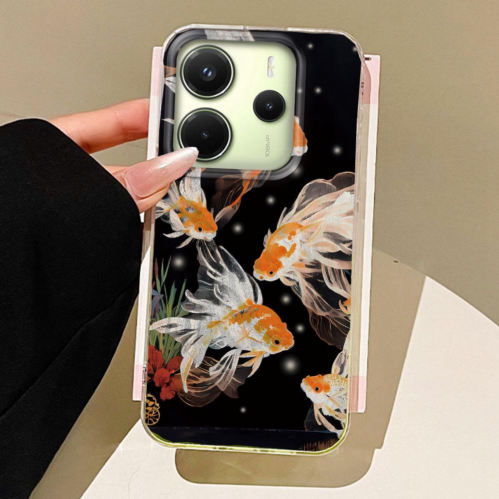 Чехол для телефона Luckly Koi Goldfish Red Carp для Xiaomi Redmi 13C 14C A5 A3 A4 A3X A1 A2 Note 14 13 12 11 11S 10 Pro Shell Задняя крышка