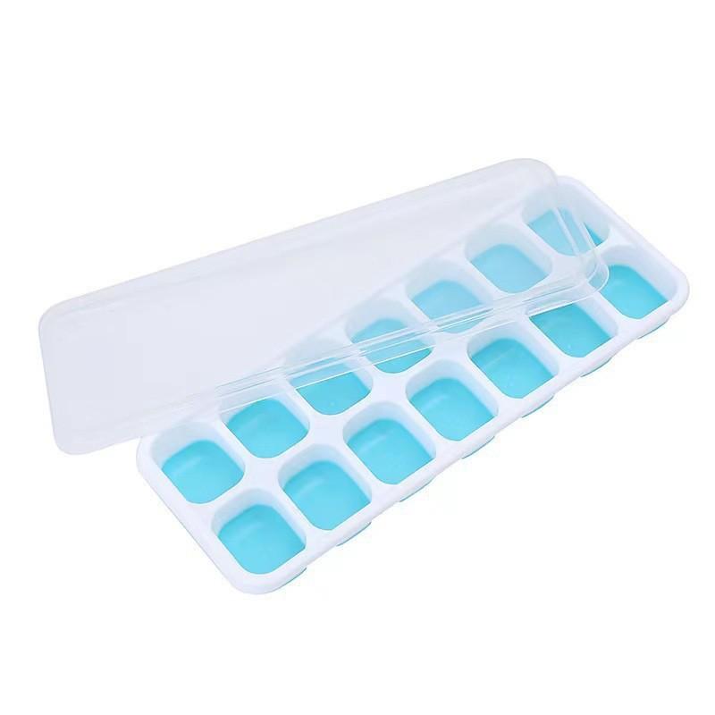 14 Cell Soft Plastic Ice Cube Mold with Lid for Freezing and Storage