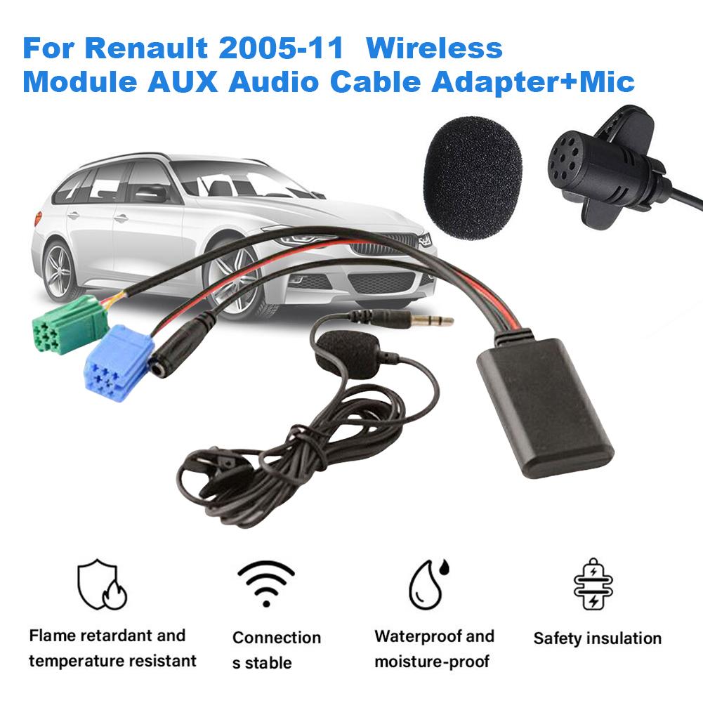 Автомобильный Bluetooth-совместимый 5.0 Aux кабель микрофон Handsfree мобильный телефон бесплатный адаптер для звонков для Renault Megane Espace Kangoo