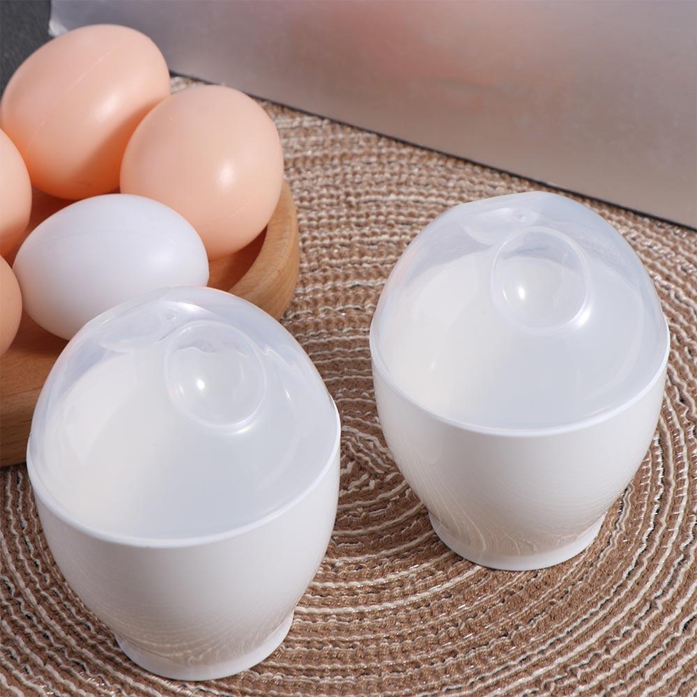 2pcs Heat Safe Microwave Egg Cooker Plastic Egg Boiler Poratble Steamed Egg Cup Kids