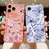 Мечтательный Фиолетовый Чехол-Кошелек с Отделением для Карт Для iPhone 18 Pro Max Для iPhone 17 16 15 14 13 Pro Max 17E Прозрачная Крышка с Держателем для Карт