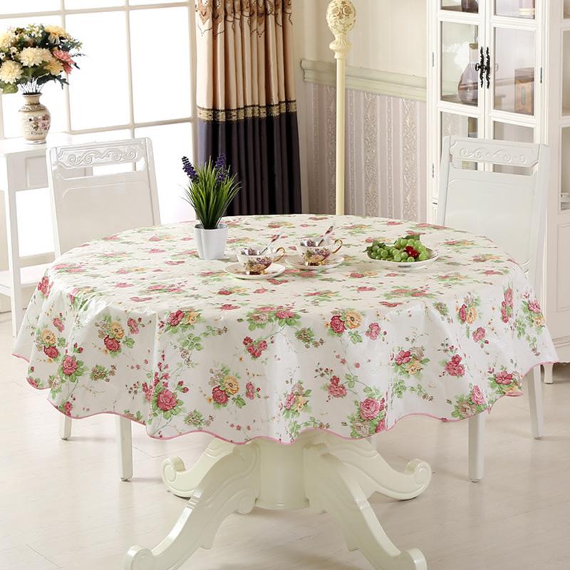 Скатерть из ПВХ-пластика, круглая скатерть в скандинавском стиле с пасторальным цветочным узором, маслостойкая водонепроницаемая кухонная скатерть