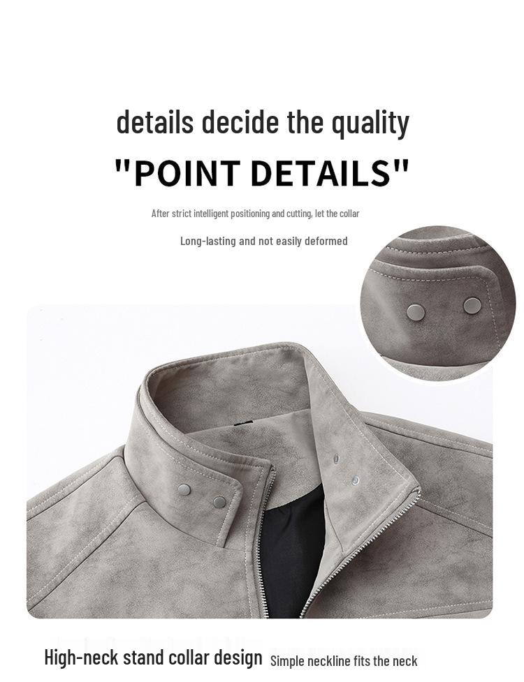 Мужская куртка из натуральной кожи с воротником-стойкой - Модная, универсальная, для стиля Business Casual, мотоциклетная верхняя одежда