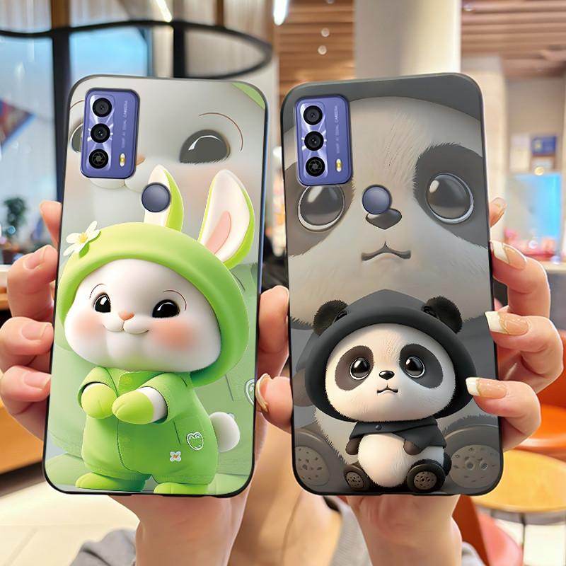 New Design Case For TCL 20B (6159K) Fashionable Black Love Pattern Shockproof Protective Cover Soft Silicone Black Case