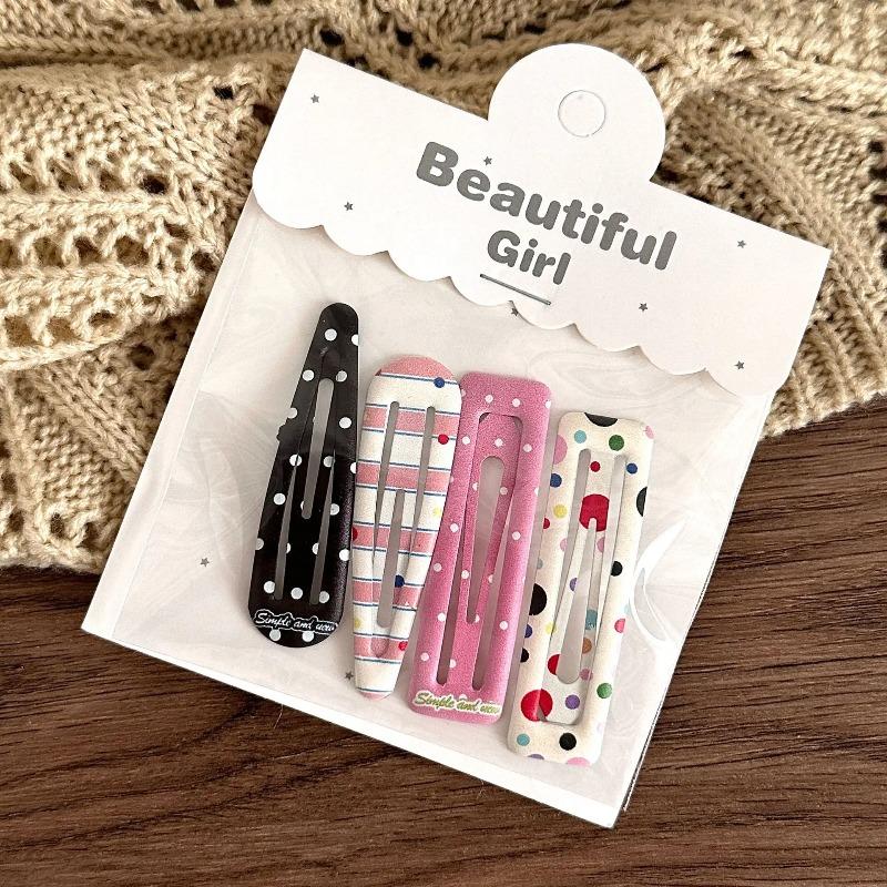 4 PCS Candy Cream Color Children's Water Drop Square Hair Clips Baby Bangs Clips Hairpins Girls' Hair Accessories Clips