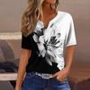Women's T Shirt Tee Print Button Short Sleeve Daily Weekend Fashion Basic V- Neck Regular Top