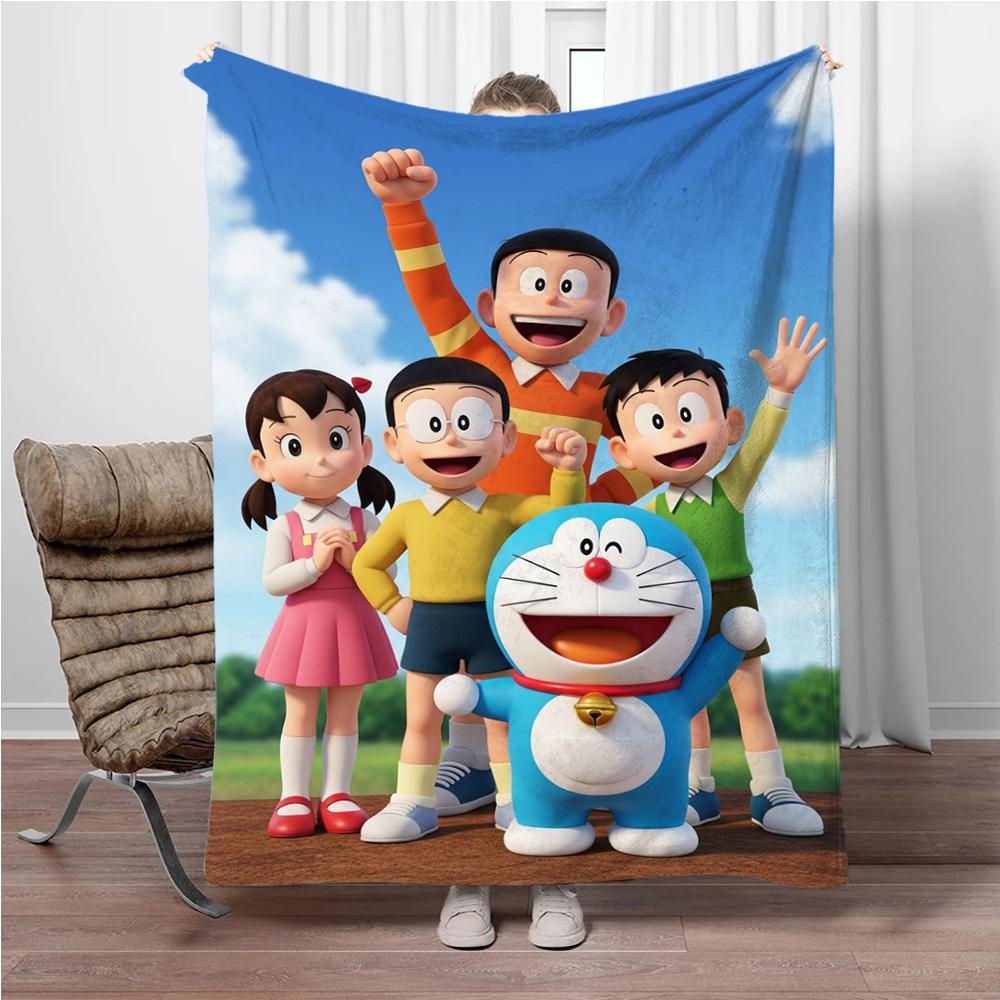Doraemon Japanese Anime Blanket Girls Boys Plush Sofa Throw Blanket Novelty Warm Blanket All Season Children Student Kids Gift