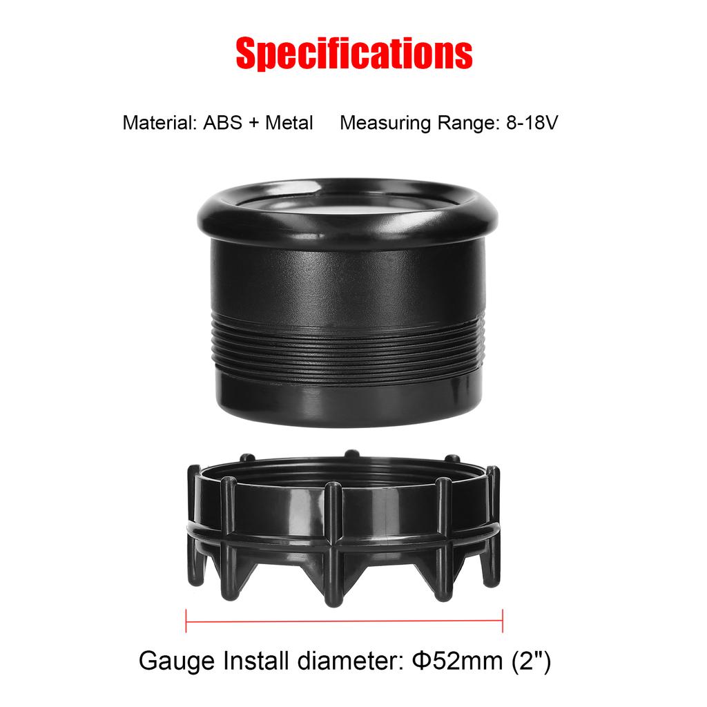 52mm Voltmeter Voltage Gauge Car Digital Meter LED Display 8-18V with Alarm Function for Car Truck