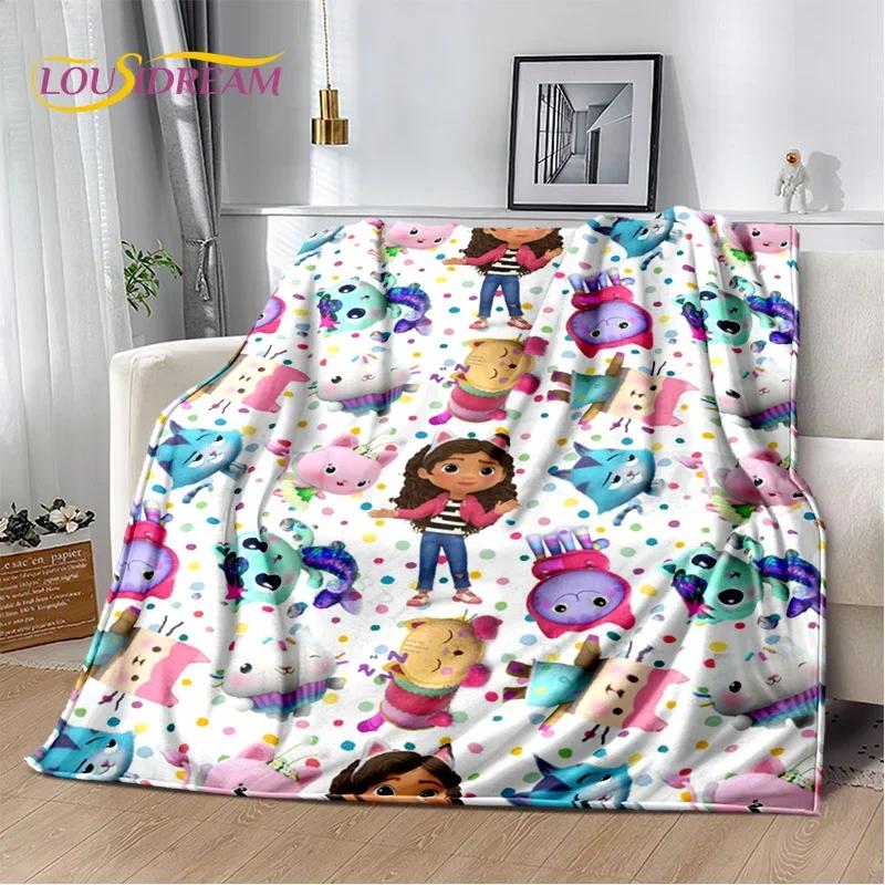 Cute Gabbys Dollhouse Cartoon Blanket,Soft Throw Blanket for Home Bedroom Bed Sofa Picnic Travel Office Rest Cover Blanket Gift