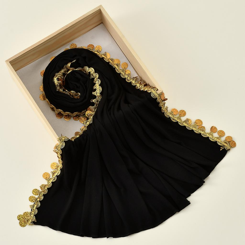 Шелковый модальный хлопковый трикотажный хиджаб-шарф для женщин, эластичный шаль, однотонная мусульманская повязка на голову, модные длинные бахрома, обертывания, исламский тюрбан