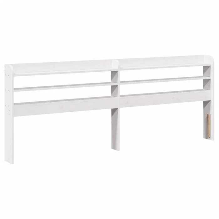 VidaXL Tête de lit avec étagères blanc 200 cm bois massif de pin, tête de lit en bois, tête de lit avec rangement, tête de 850939