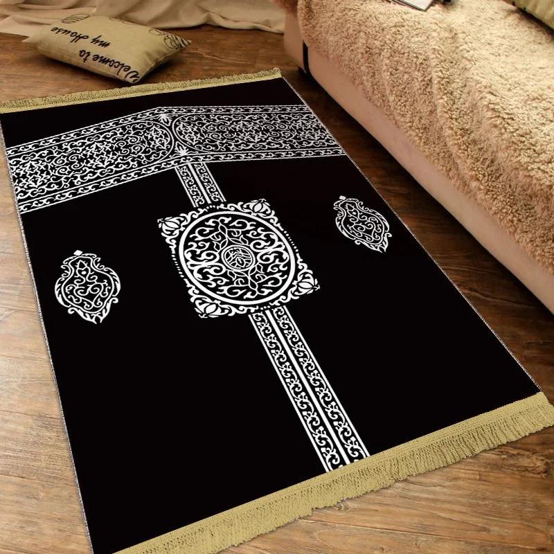 Мусульманский Коврик для Молитвы 80x120 см Декор Гостиной Спальни Мягкий Исламский Ковер с Кисточками Кибла Турецкий Молитвенный Придверный Коврик