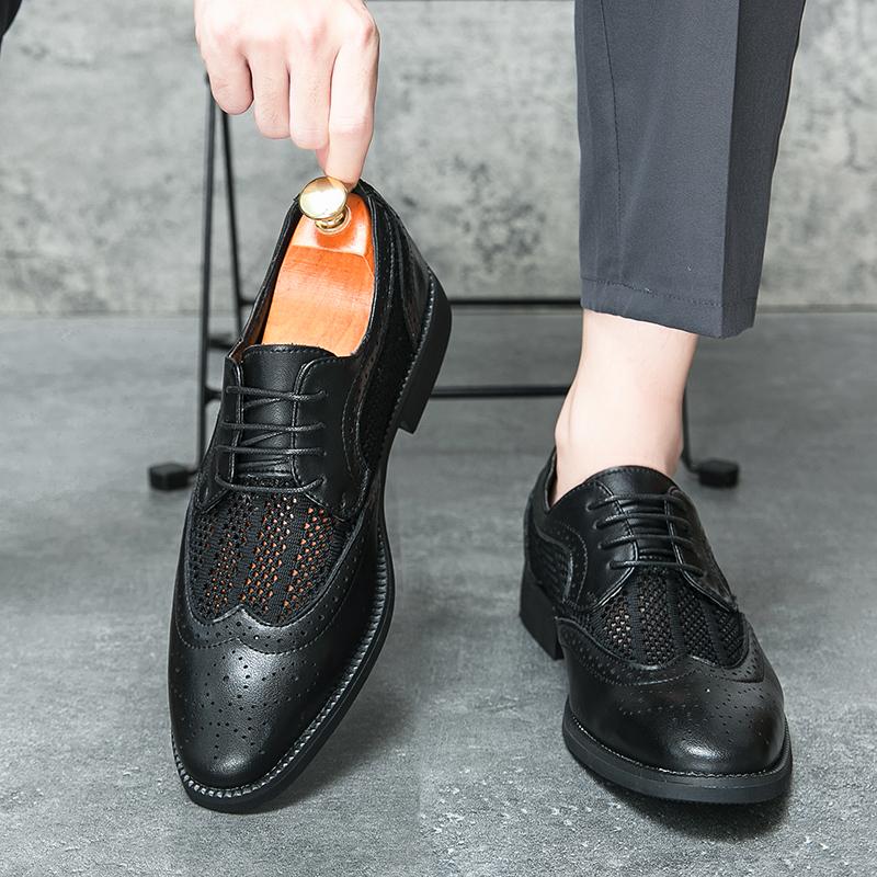 Модные роскошные мужские туфли из натуральной кожи с выемками, повседневная обувь для офиса, банкета, летняя воздухопроницаемость