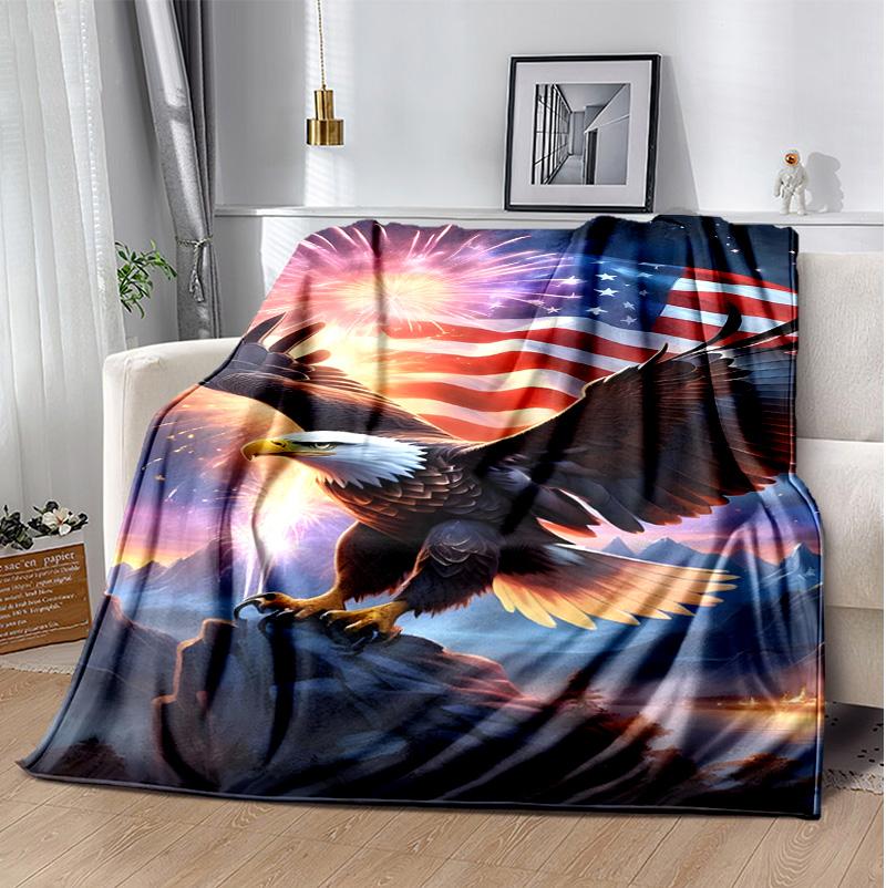 Eagle Flannel Blanket Soft Warm All-Season Throw, Design for Camping, Car Travel, Hiking Sofa, Bed, Office Perfect Gift for Parties