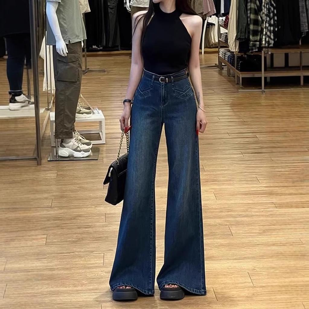 2025 Spring Women's High-Waisted Flare Jeans: Slimming, Non-Clinging, Versatile Long Pants