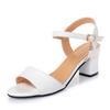Maogu Fashion Buckle Strap Square Heel White Open Toe Sandal Female Rhinestone High Heels Sandals for Women New Summer Shoes 41