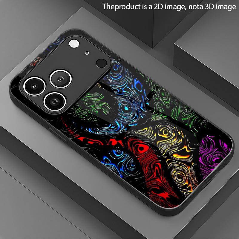 2D Защитный чехол для iPhone из стекла с радужным переливающимся узором Совместим с iPhone 17 16 15 14 13 12 11 X XR XS Max Pro 8 plus