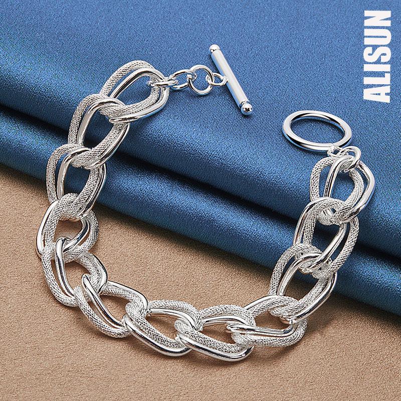 925 стерлингового серебра матовое гладкое кольцо цепочка браслет модные свадебные украшения