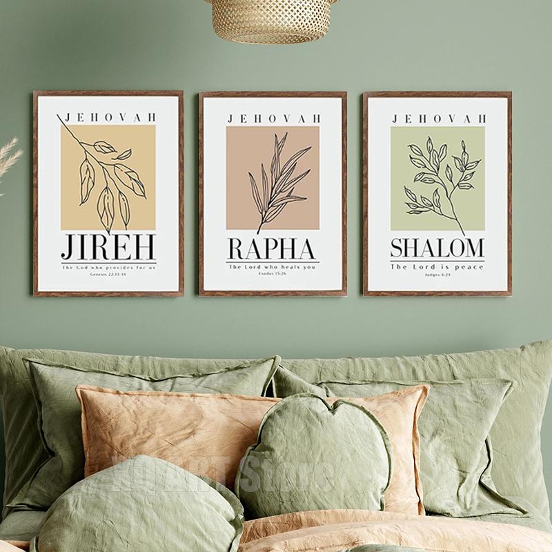Modern Minimalist Bible Christian Poster and Prints Wall Art Pictures Abstract Leaves Flowers Canvas Painting Living Room Decor