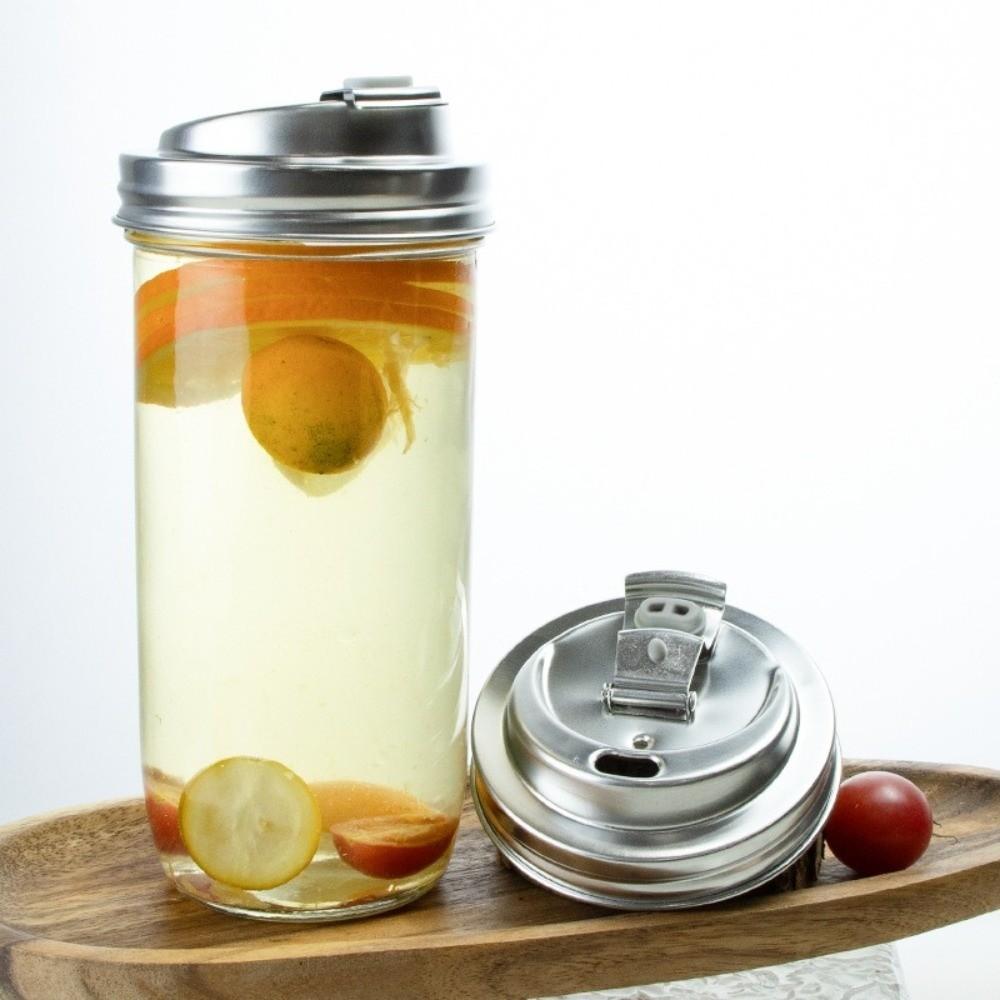 Stainless Steel Mason Jar Drinking Lids With Straw Hole Pour Lids Mason Jar Sip Lids Fruit Juices