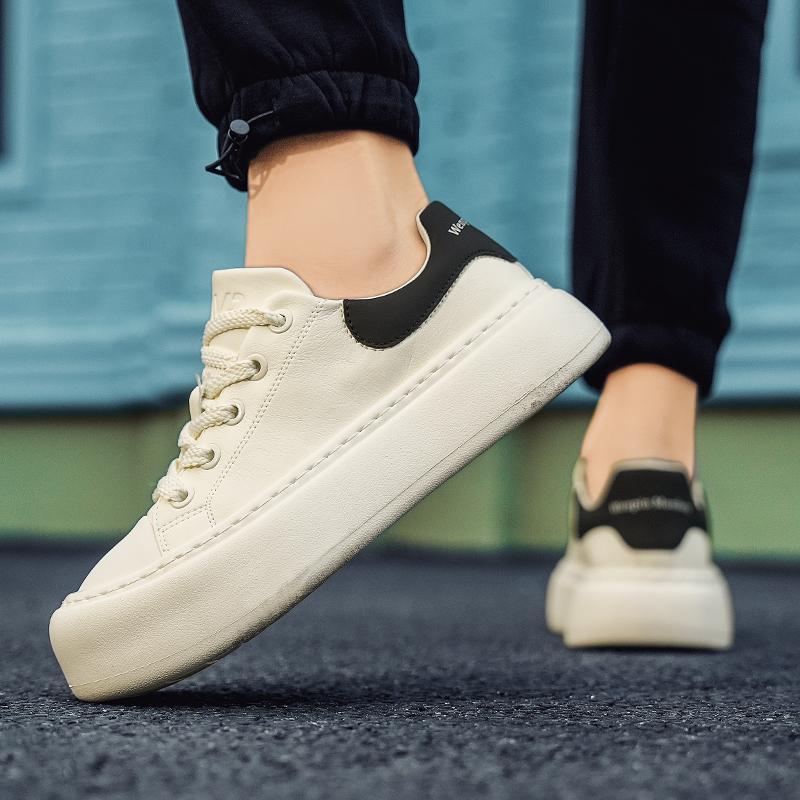 Fashion Italian2025New Thick Bottom Outdoor Sneakers Fashion Man Genuine Leather Designer Board Shoes Comfy Antiskid Lace-Up Oxford Shoe