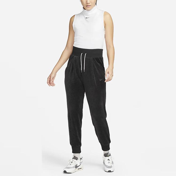 Nike Сплошной цвет с вышитым логотипом и шнурком для бега, женские брюки, черный DV7821-010