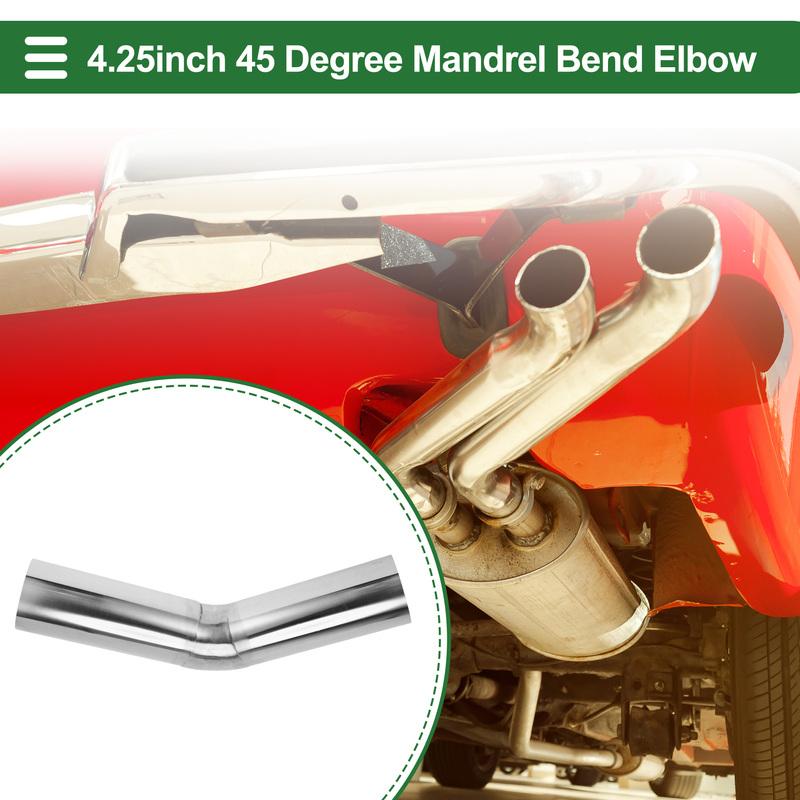 X Autohaux 45 Degree Mandrel Exhaust Pipe DIY Car Modified Exhaust Pipe Tubing 108mm OD 300mm 304 Stainless Steel Tube