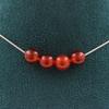 Stones and Minerals. Necklace 4 Beads Uruguayan Carnelian Quality 5A 8 Mm. Steel Chain Necklace Women, Men. Custom Size