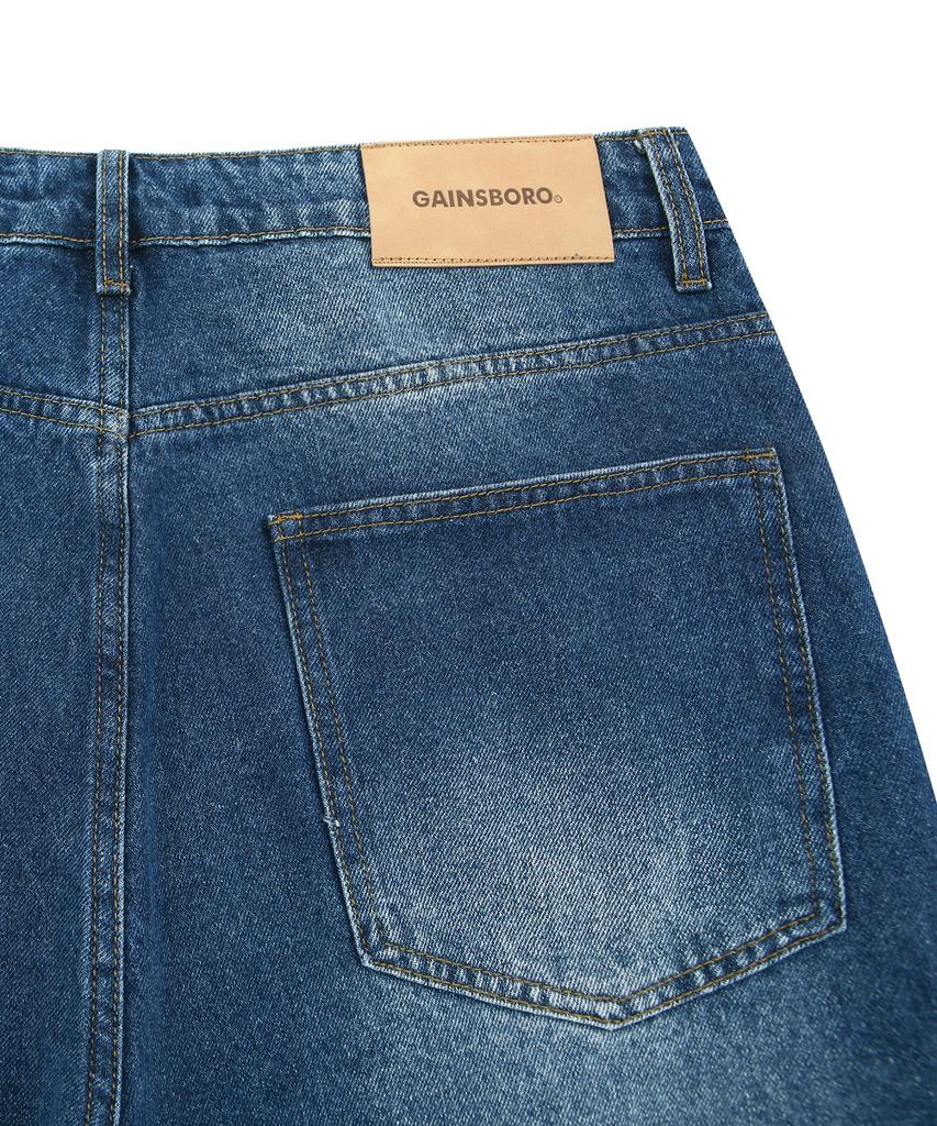GAINSBORO Signature Стальные Широкие Джинсы_Выстиранный Синий