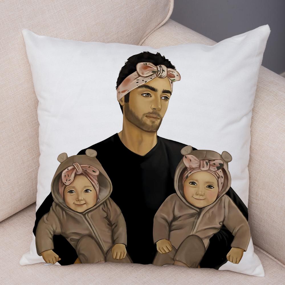 Contemporary Female Character Design Cushion xcm Love Yourself Good Morning World Hair Care Art Woven Fabric Decor Pillow