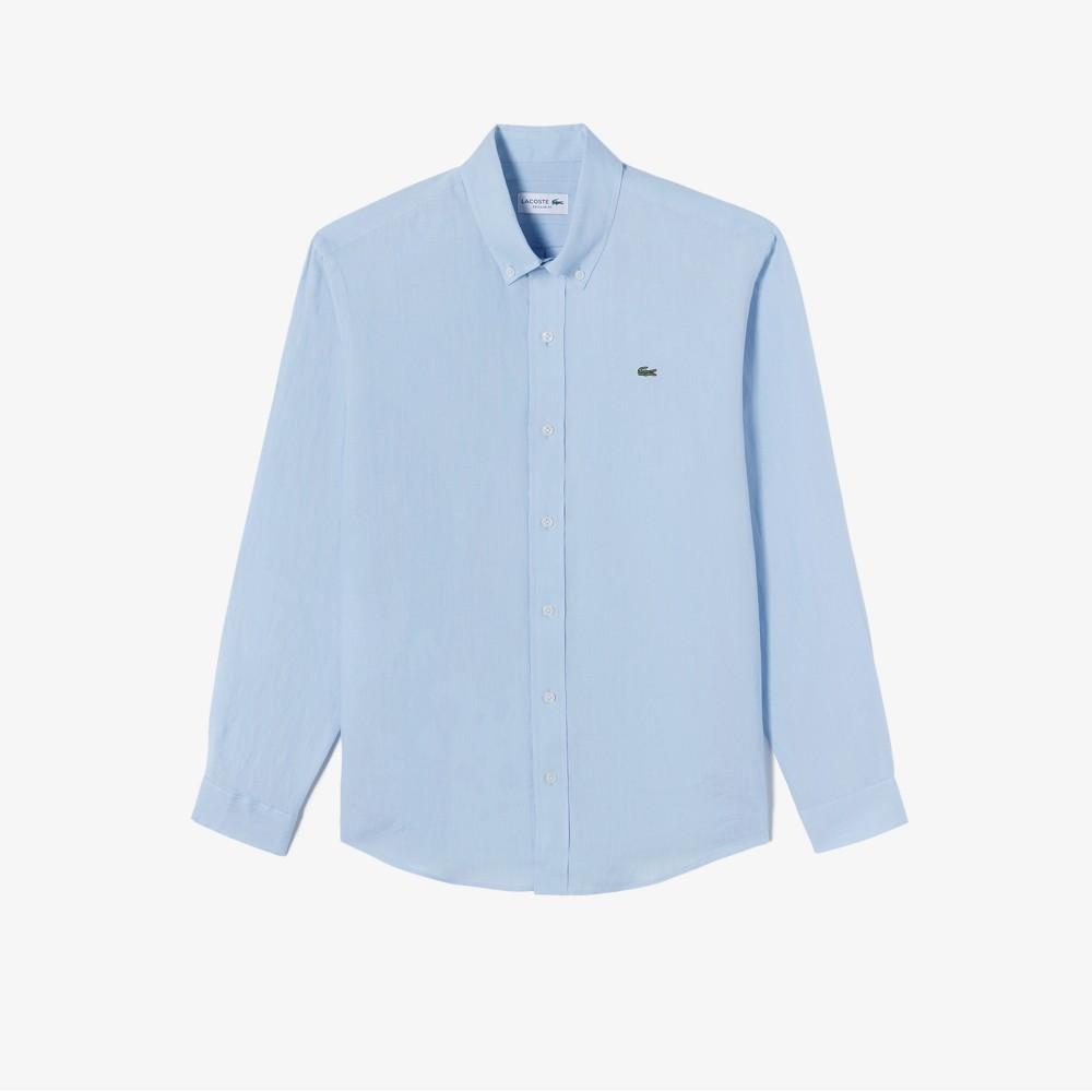 [lacoste] Men's Solid Linen Shirt CH769E-56GHBP