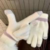 Polyester Touch Screen Gloves Candy Color Fuzzy Cold Proof Gloves Winter Warm Gloves  Daily Wear