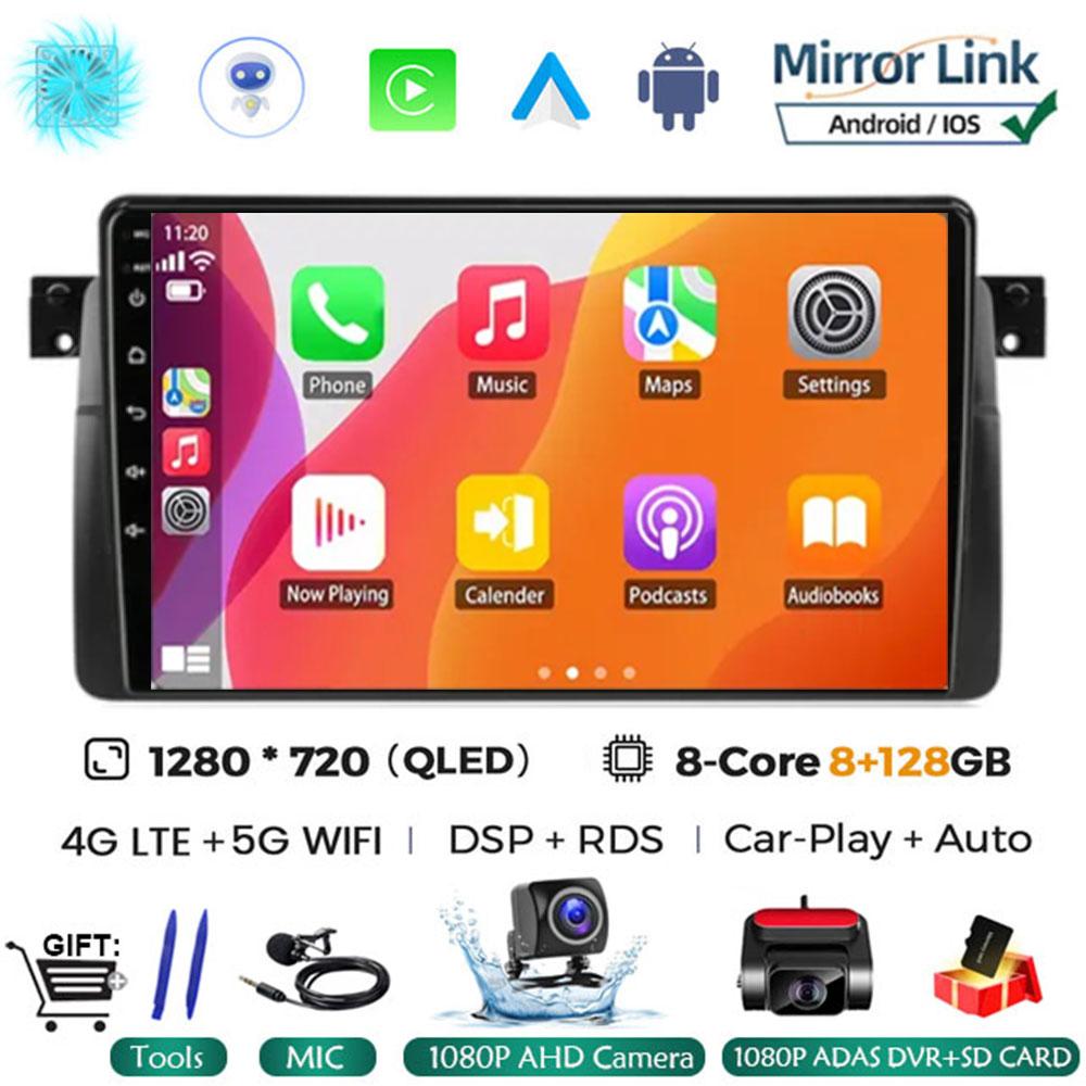 Android 14 Carplay WIFI+4G для BMW E46 M3 1998-2006 Автомобильный Радио Мультимедиа Видео Плеер Стерео GPS DPS Головное Устройство 360 Камера BT