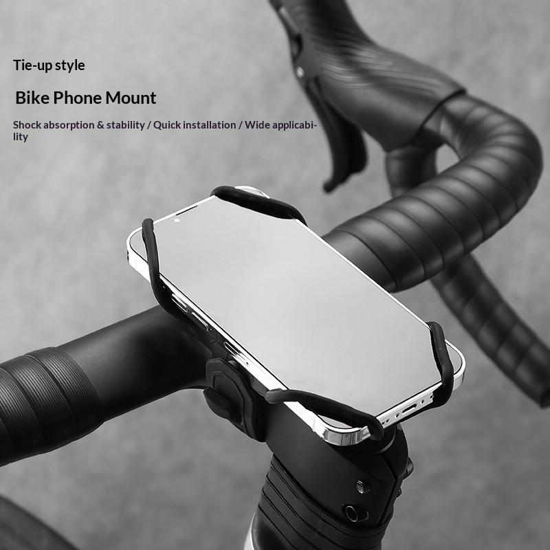 BENGGUO Bicycle Phone Mount Adjustable Silicone Elastic Strap Holder for 4.7-7.2 Inch Devices Bike Handlebar Bracket, Black