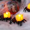 12pcs Halloween Spider LED Electronic Candle Light Black Decoration Lamp Holiday Home Party for Yard Haunted House Decor