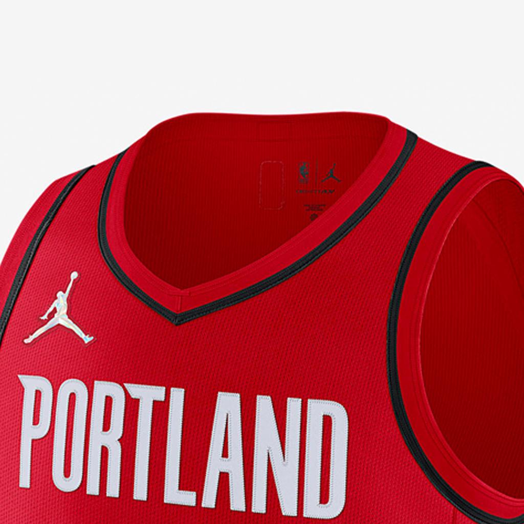 Jordan Майка с принтом команды НБА, майка Player Edition, сезон 2022–2023 гг., Trail Blazers Дамиан Лиллард Нет. 0 Майка унисекс красная DB3495-657