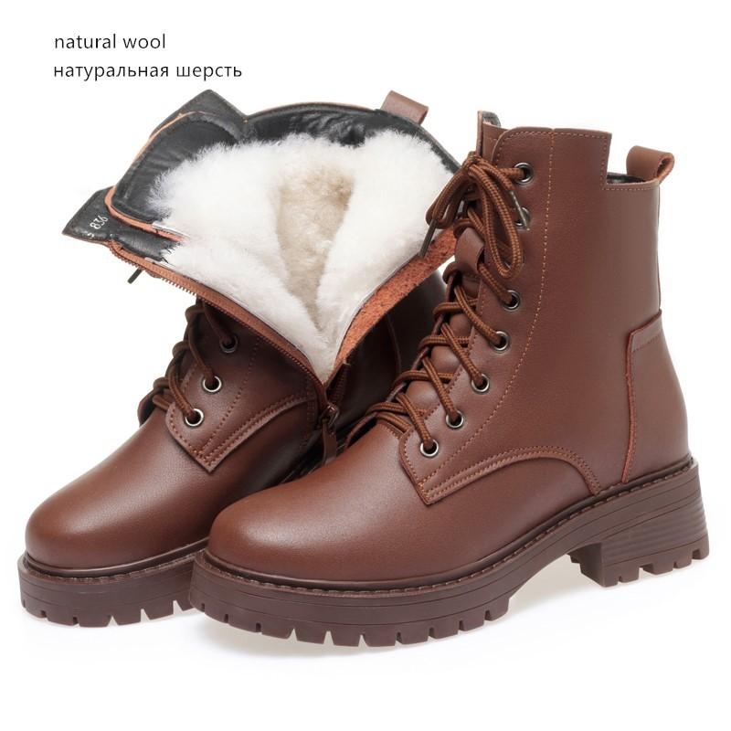 Winter Shoes Boots Women Large Size Non-slip Women's Snow Boots Genuine Leather Warm Women's Ankle Boots