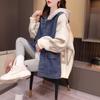 Winter Plus Size Autumn Women Denim Patchwork Sweaters Jacket Knitting Fashion Oversize Casual Coat Loose Cardigan Sweater
