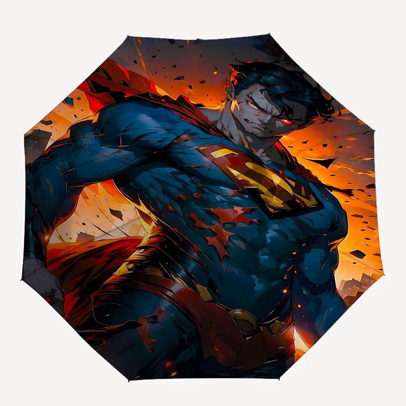 1pc Superman hero Automatic Folding Umbrella - Compact 8-Rib Design, Durable Plastic & Iron1030L