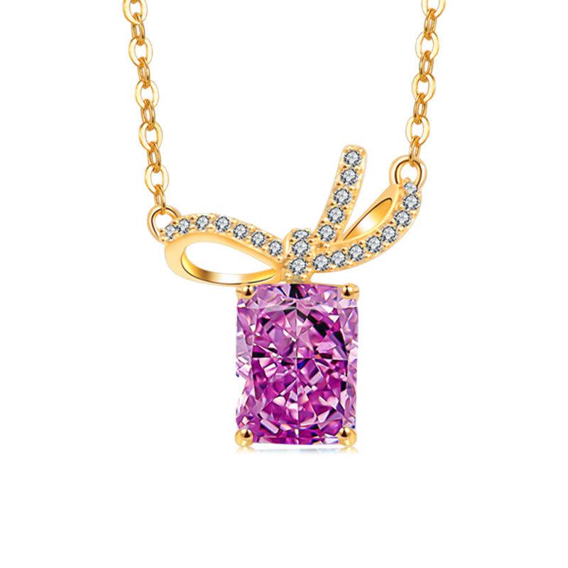 925 Sterling Silver / S925 Bird Pendant Necklace for Women 18K Gold Plated Luxury Amethyst Animal Jewelry Gift